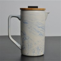 DHPO Stocked Ceramic French Press Coffee with SLS Plunger and Mug Set, Marble Effect