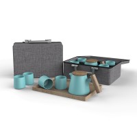 DHPO Luxury Design Chinese Tea Cup Set Suitcase Blue Color