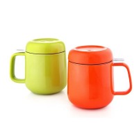 food grade ceramic double wall bubble tea cups with 304 stainless steel infuser