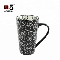 High quality food grade coffee tea cup black ceramic mug with handle