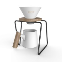 DHPO New Design  White Ceramic Pour Over Coffee Dripper Match with Stainless Steel Stand